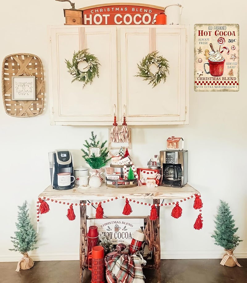 Joyline Vintage Christmas Decor Gifts Rustic Old Fashioned Hot Cocoa Christmas Blend with Extra Maeshmallows Tin Sign for Home Farmhouse Kicthen Cafe Bar Wall Decor 8 x 12 inches (3240) - Image 5